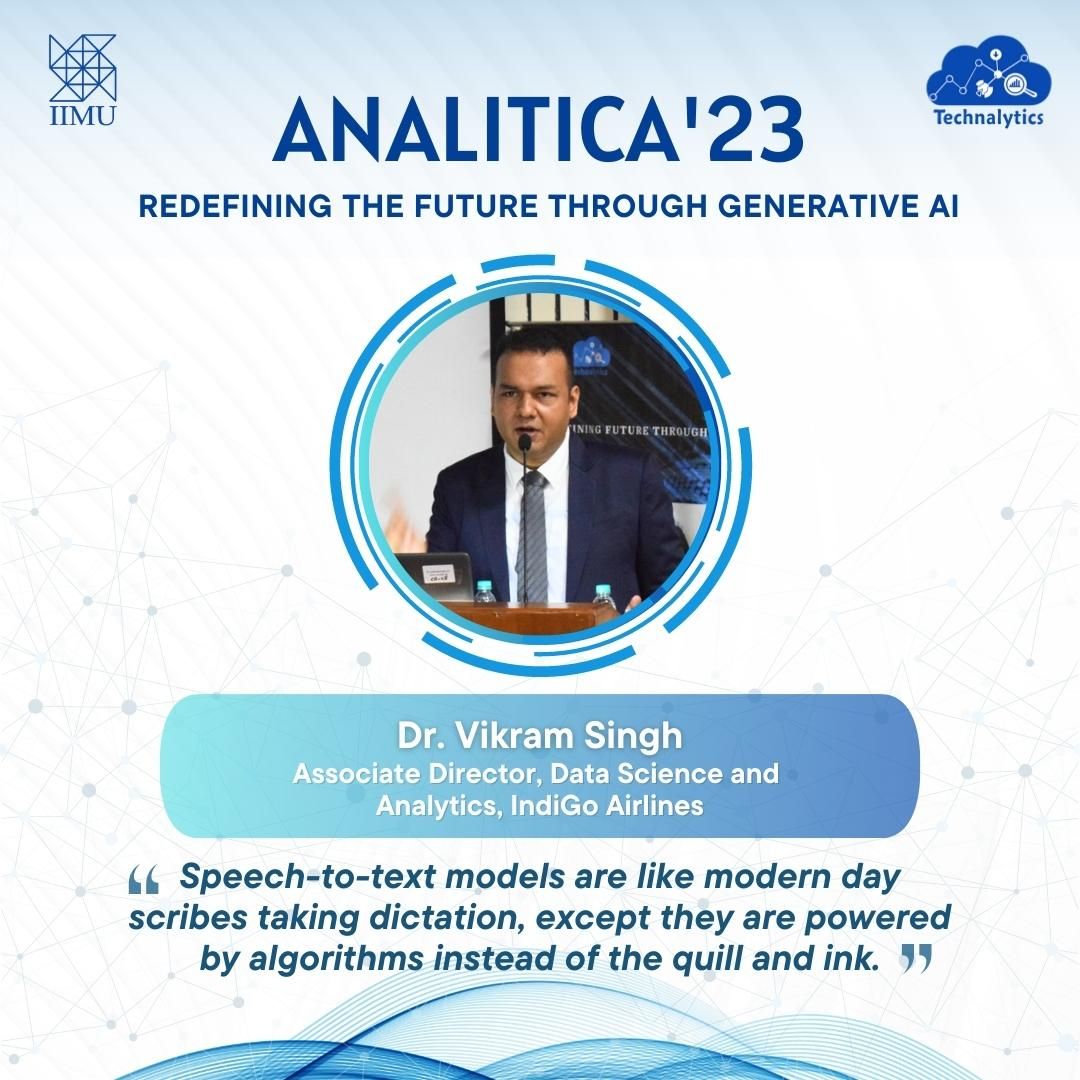 Dr. Vikram Singh, speaker poster for Analitica'23, Redefining the Future through Generative AI, IIM Udaipur